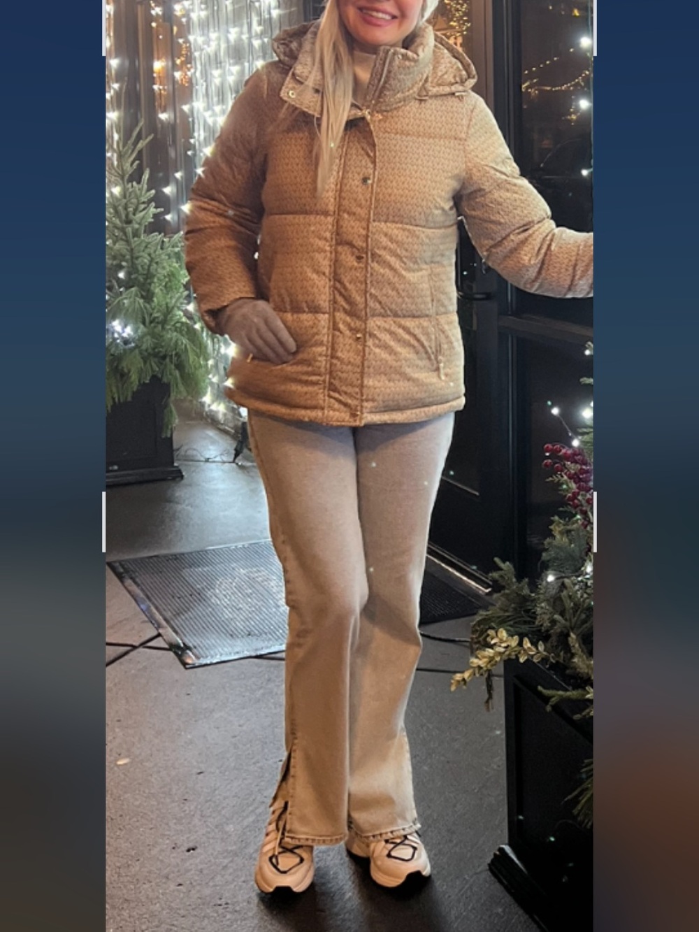 Michael Kors Beige Monogram Puffer Jacket - Women